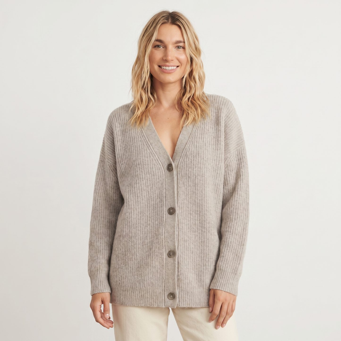 Cardigans For Women – Oversized Ribbed V-Neck Knit