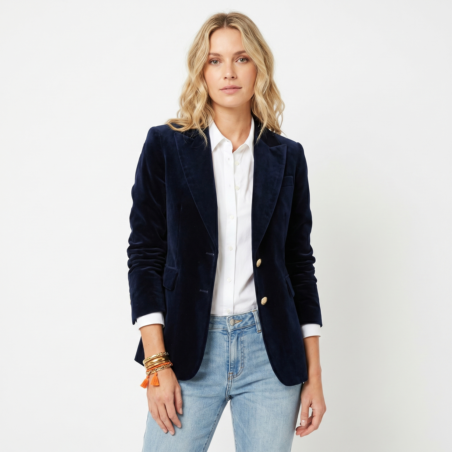 Womens Velvet Blazer – Single-Breasted Peak Lapel