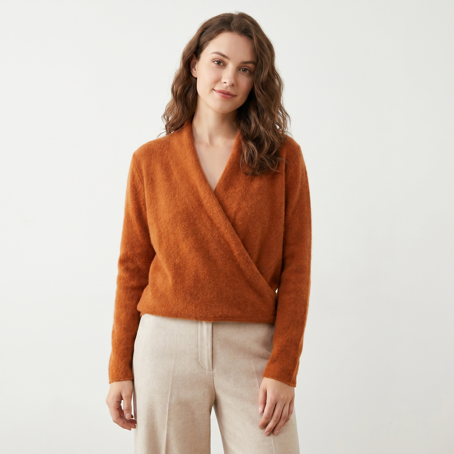 Crossover Sweater Womens – Soft Knit V Neck Wrap Front