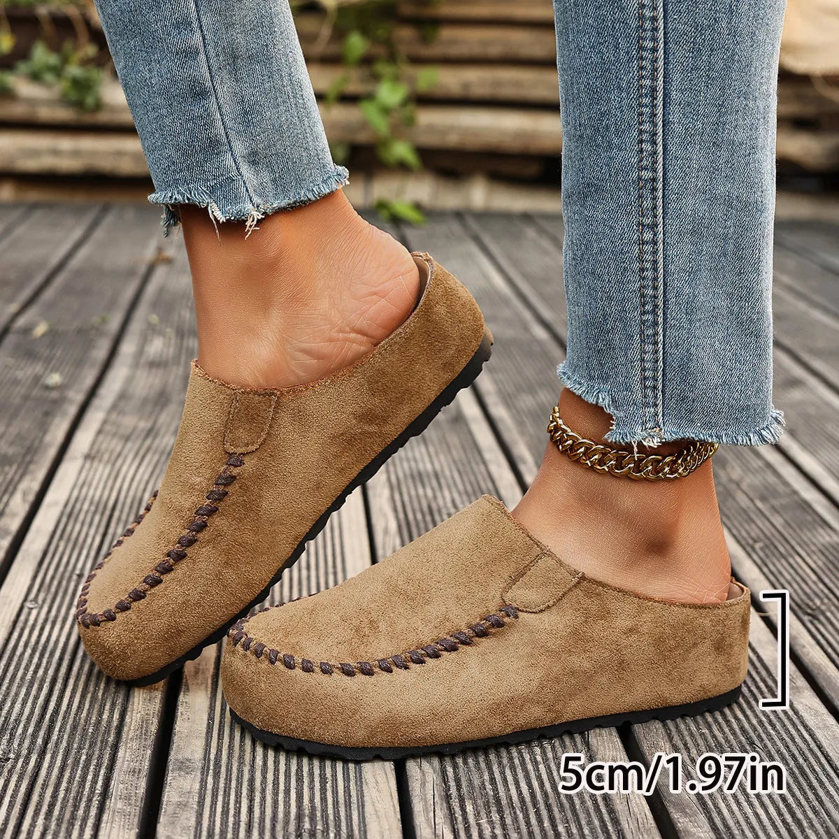 Women's Suede Slip-On Loafers – Moc Toe Comfort Flats