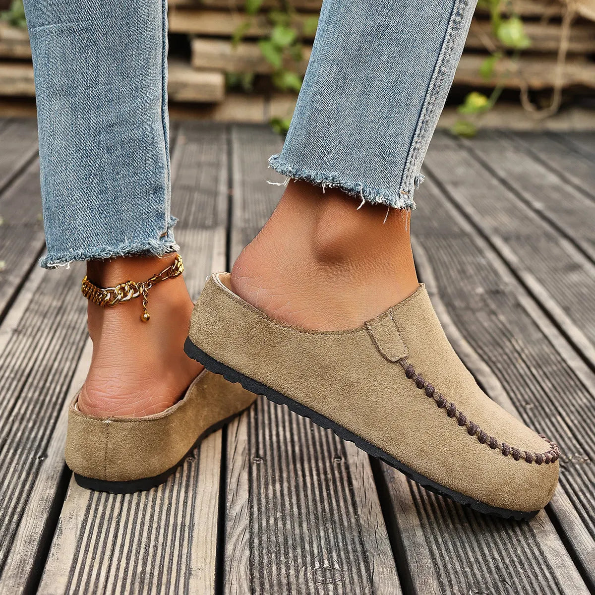 Women's Suede Slip-On Loafers – Moc Toe Comfort Flats