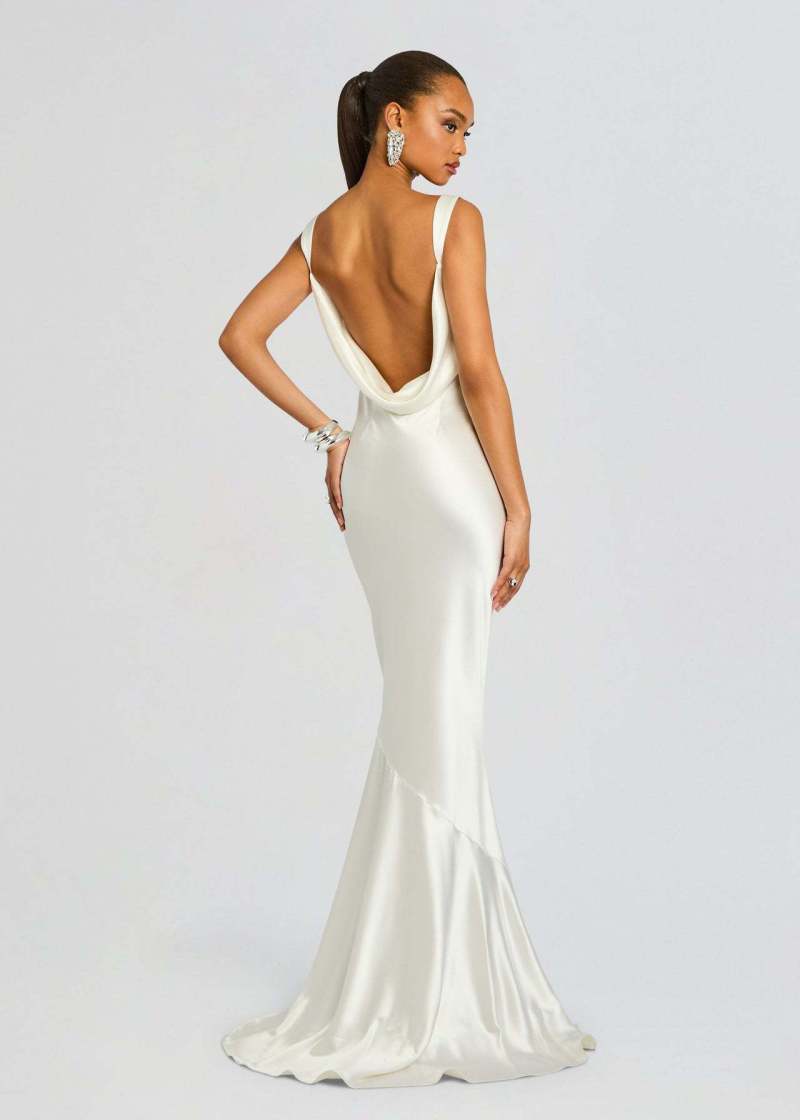 Women's Satin Cowl Neck Sleeveless Mermaid Maxi Dress