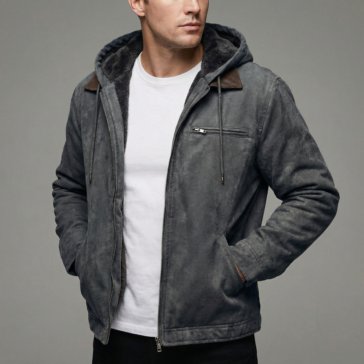 Men's Multi-Pocket Outdoor Winter Coat Hip-Length