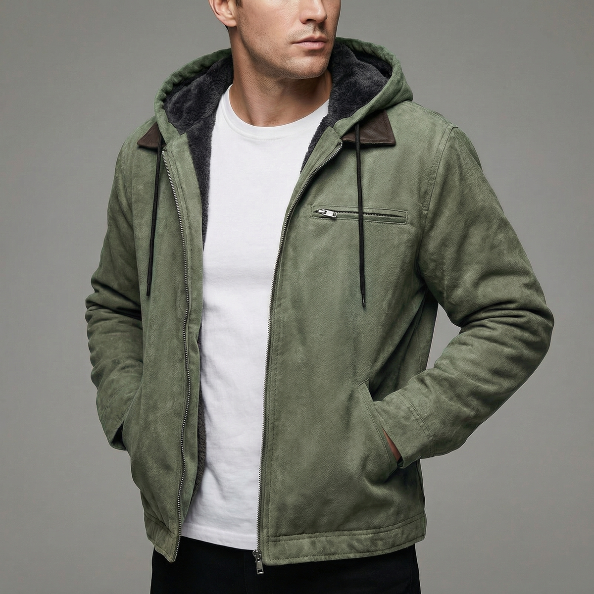 Men's Multi-Pocket Outdoor Winter Coat Hip-Length