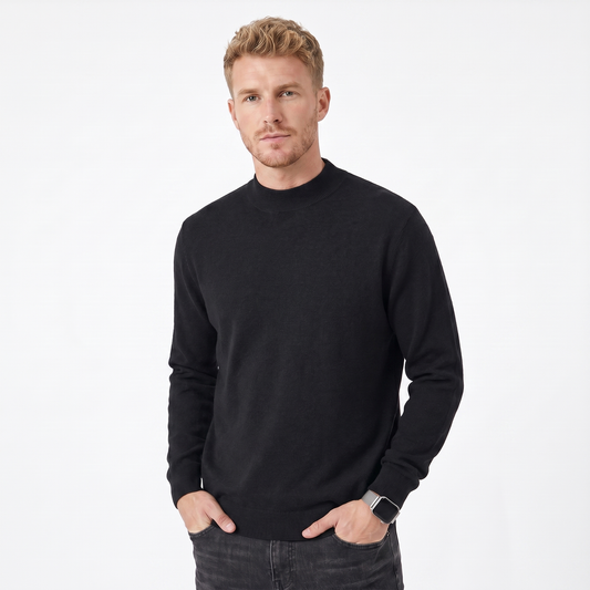 Men's Slim-Fit Wool Mock-Neck Sweater Hip-Length