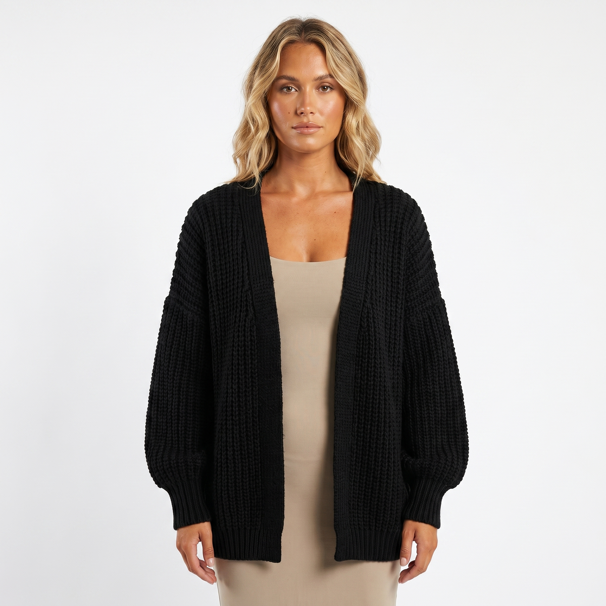 Womens Oversized Cardigan – Chunky Knit Open Front