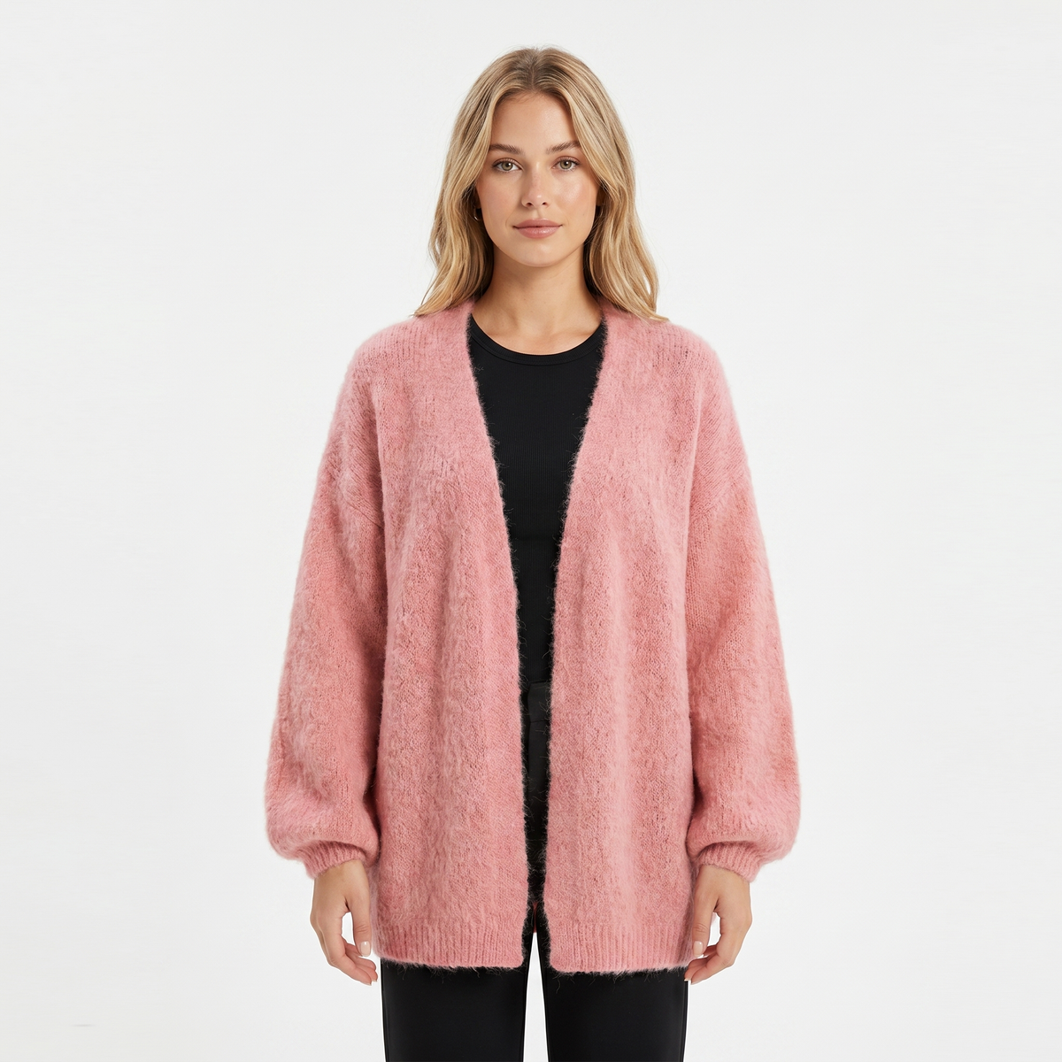 Fluffy Cardigan – Brushed Knit Oversized Open Front