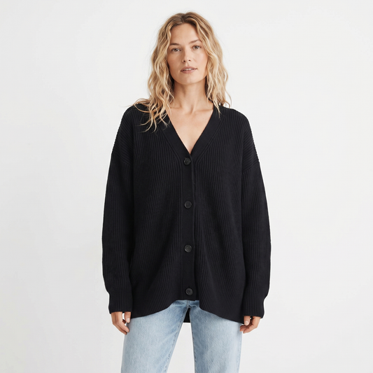 Cardigans For Women – Oversized Ribbed V-Neck Knit