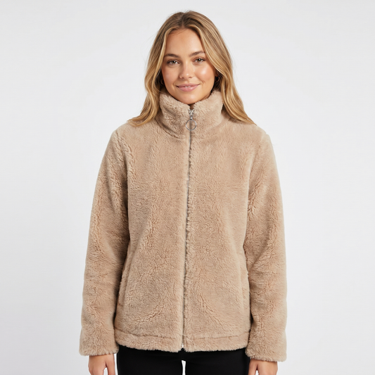 Ladies Sherpa Jacket – Stand Collar Two-Way Zip