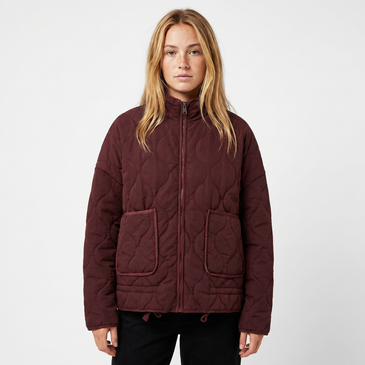 Womens Quilted Anorak – Utility Stand Collar Zip Up