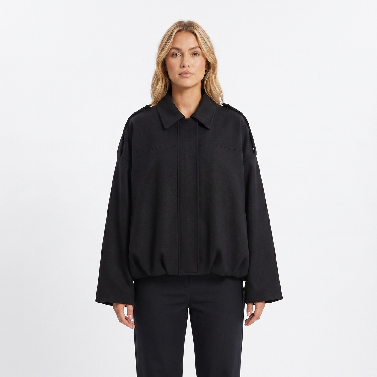 Womens Cropped Bomber Jacket – Suede Drop Shoulder