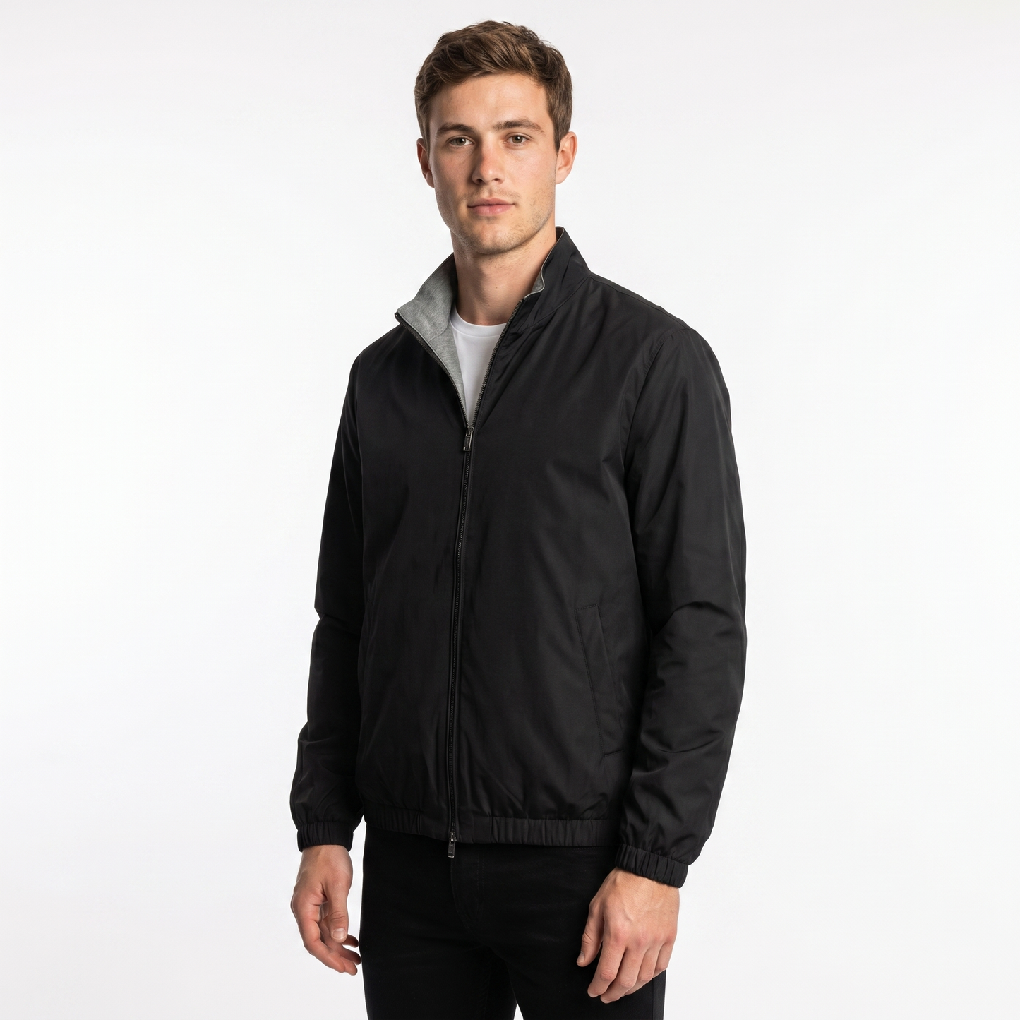 Mens Bomber Jacket – Lightweight Stand Collar Zip Up