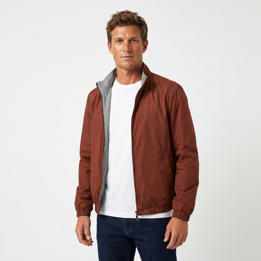 Mens Bomber Jacket – Lightweight Stand Collar Zip Up
