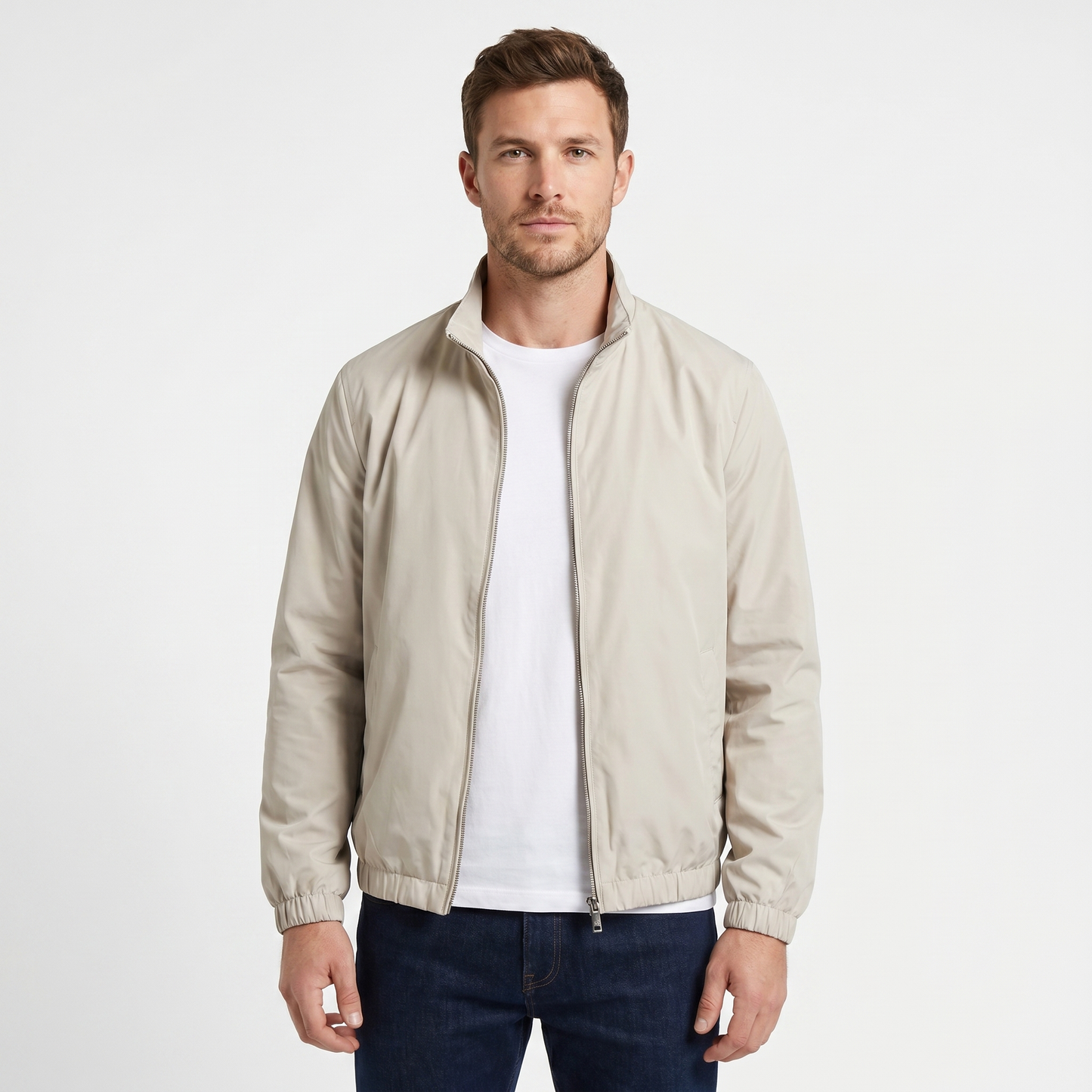 Mens Bomber Jacket – Lightweight Stand Collar Zip Up
