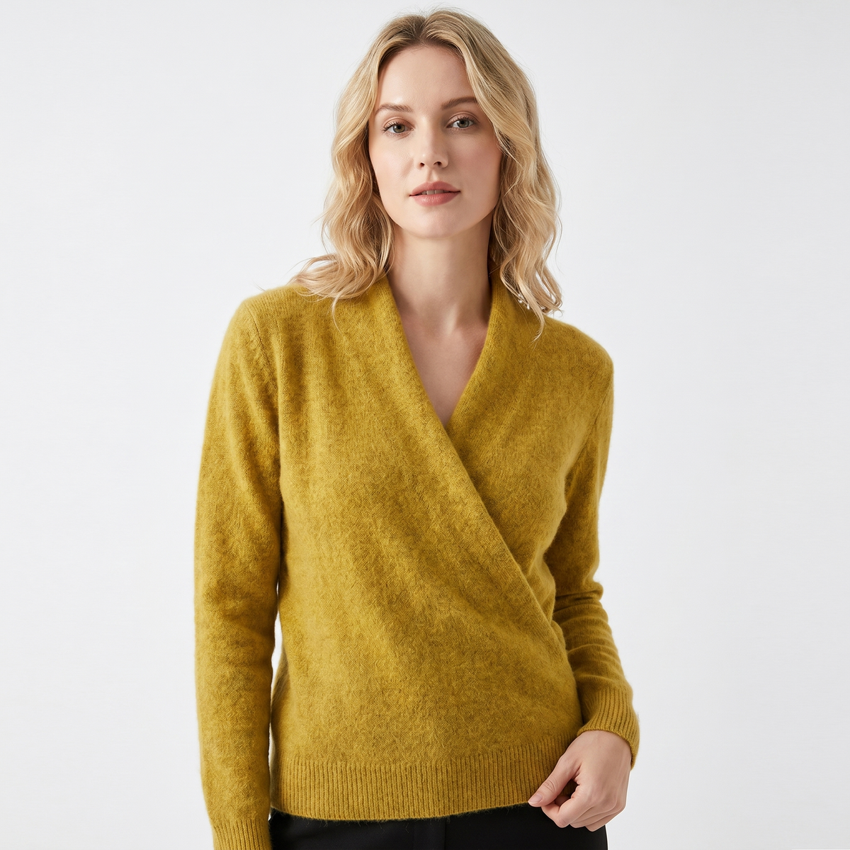 Crossover Sweater Womens – Soft Knit V Neck Wrap Front