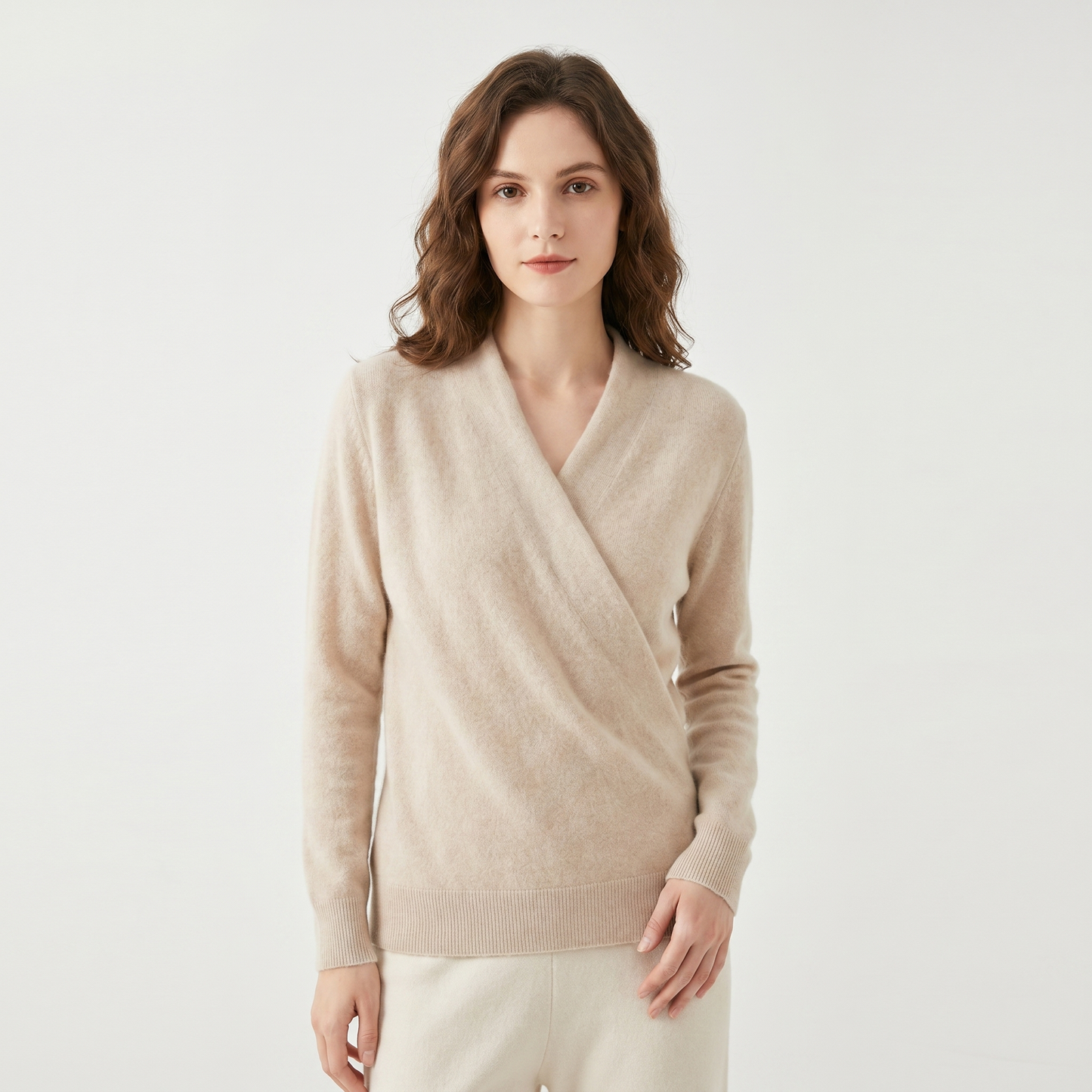 Crossover Sweater Womens – Soft Knit V Neck Wrap Front