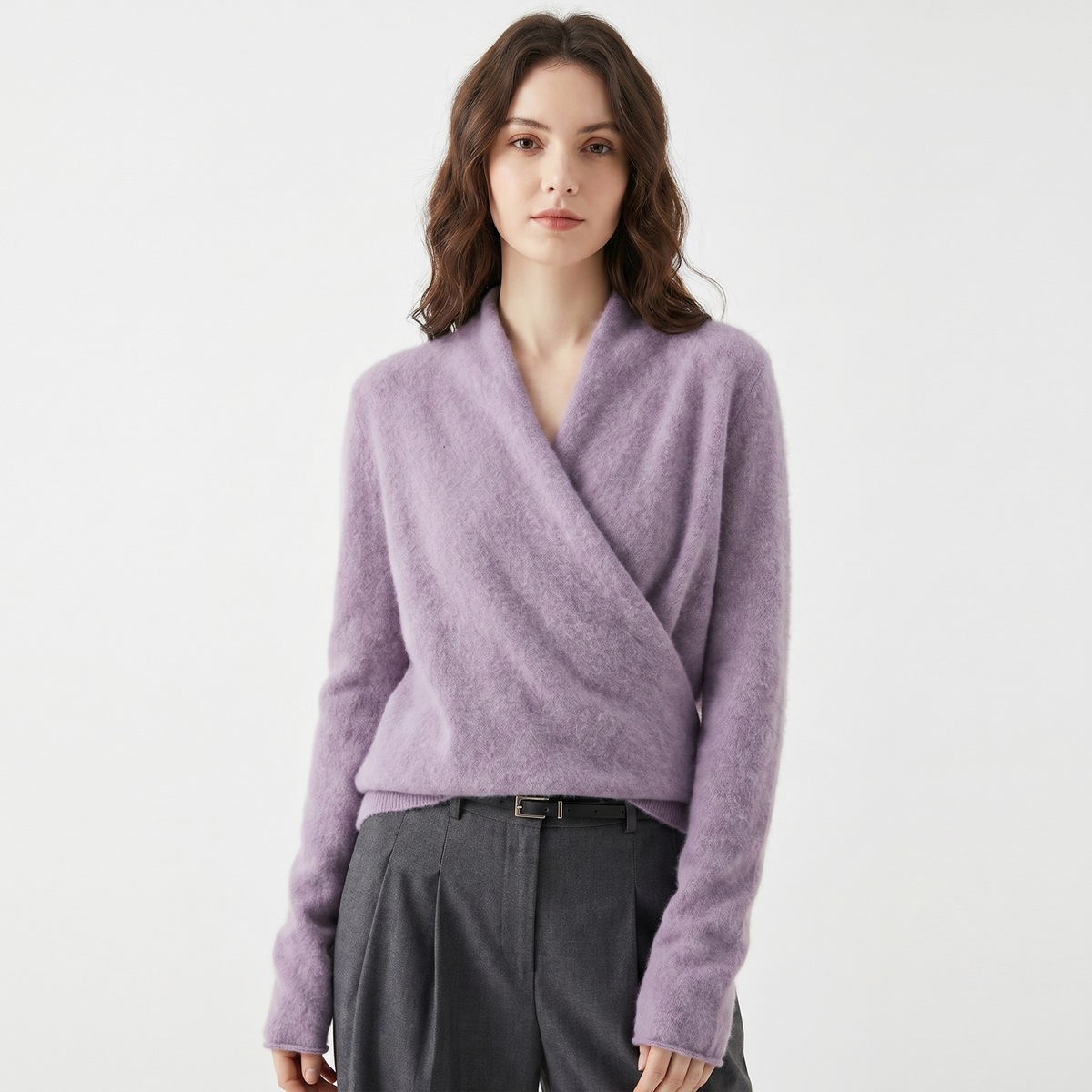 Crossover Sweater Womens – Soft Knit V Neck Wrap Front
