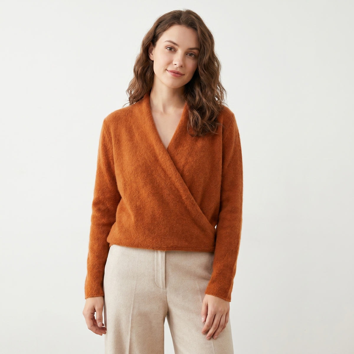 Crossover Sweater Womens – Soft Knit V Neck Wrap Front
