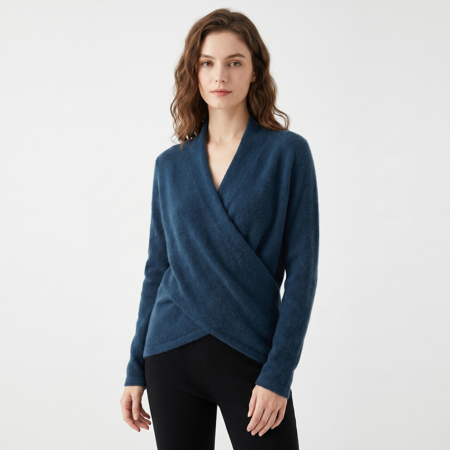 Crossover Sweater Womens – Soft Knit V Neck Wrap Front