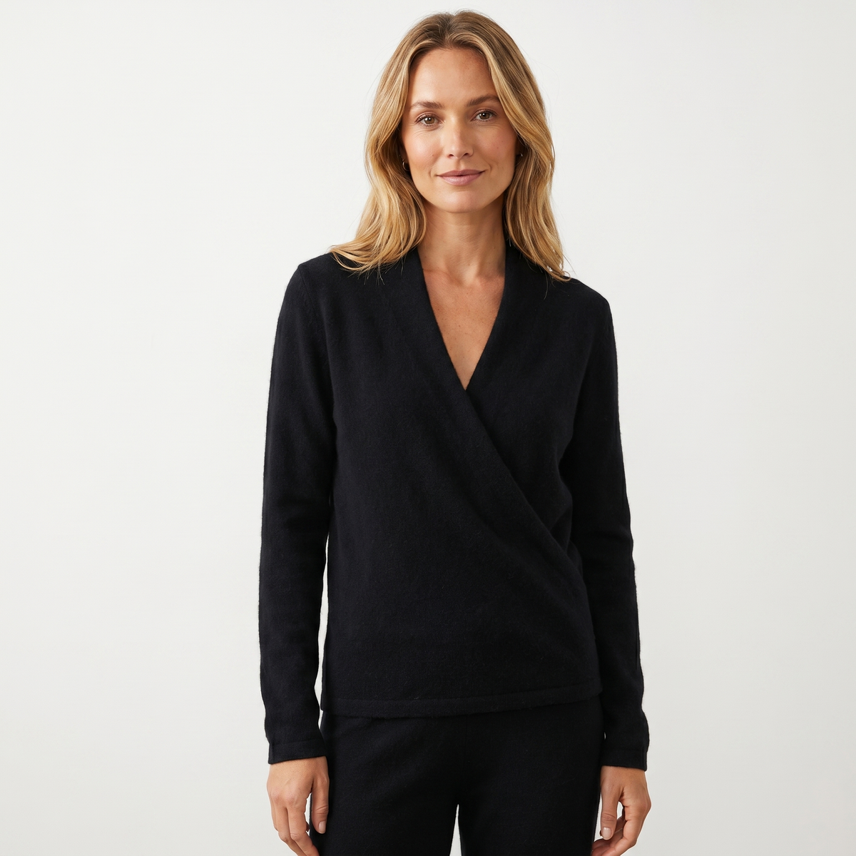Crossover Sweater Womens – Soft Knit V Neck Wrap Front