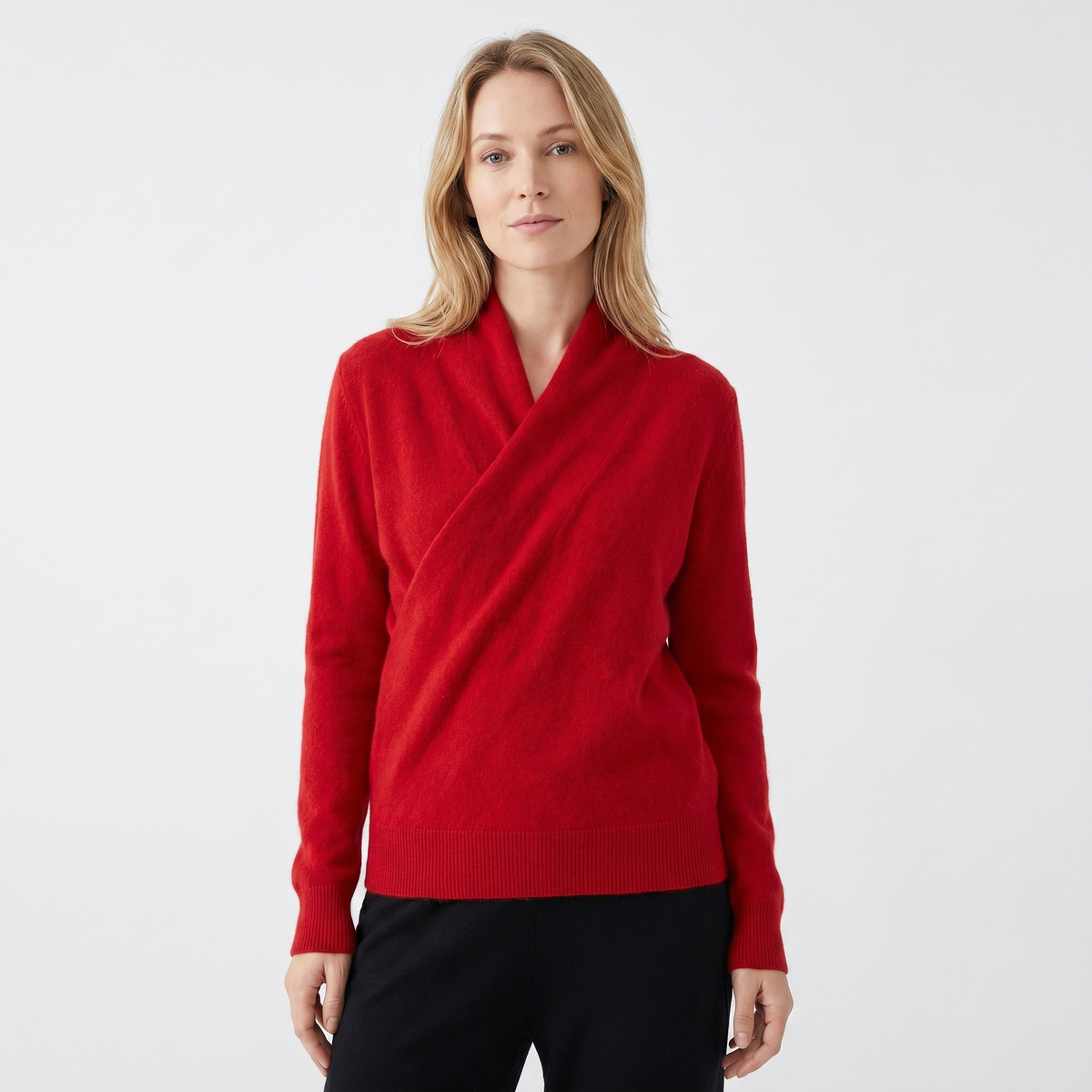 Crossover Sweater Womens – Cashmere V Neck Wrap Front