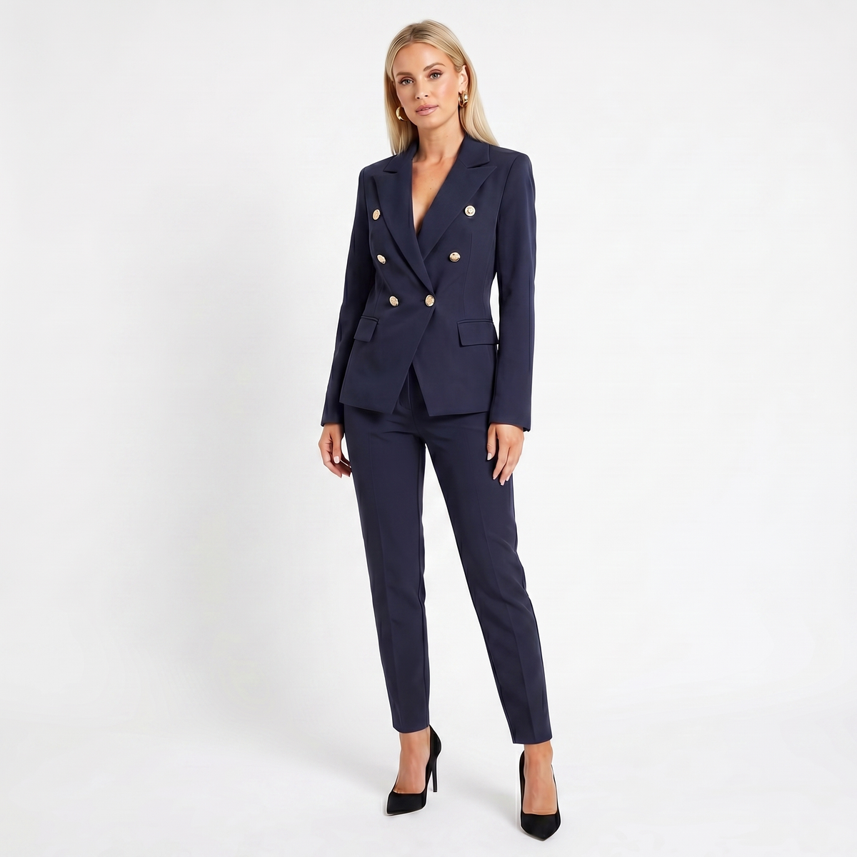 Women's Elegant Pantsuit – Double-Breasted Blazer and Pant Set