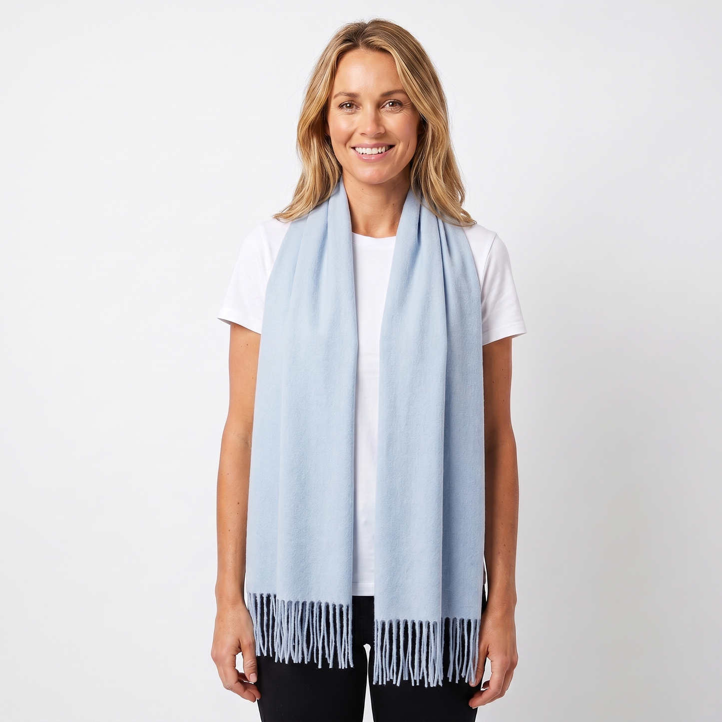 Women's Cashmere-Style Scarf – Oversized Plain Woven Fringe Wrap