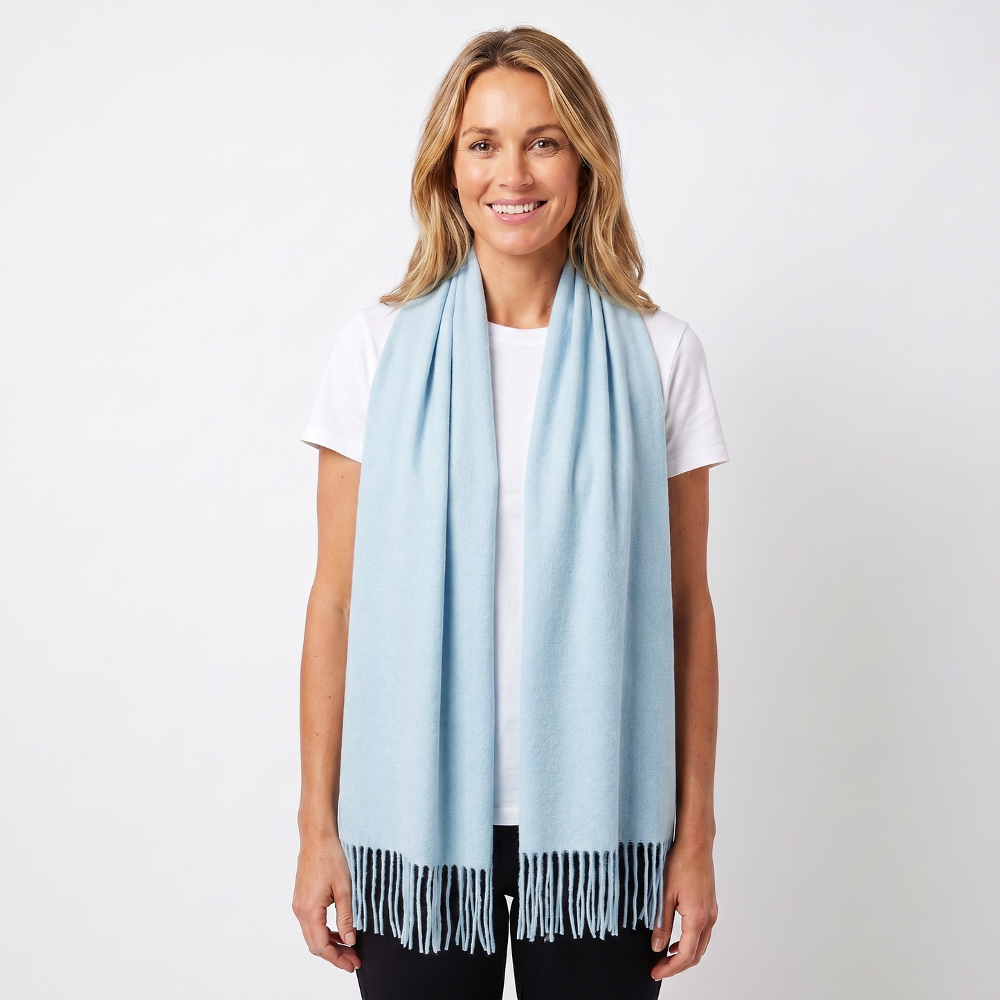 Women's Cashmere-Style Scarf – Oversized Plain Woven Fringe Wrap