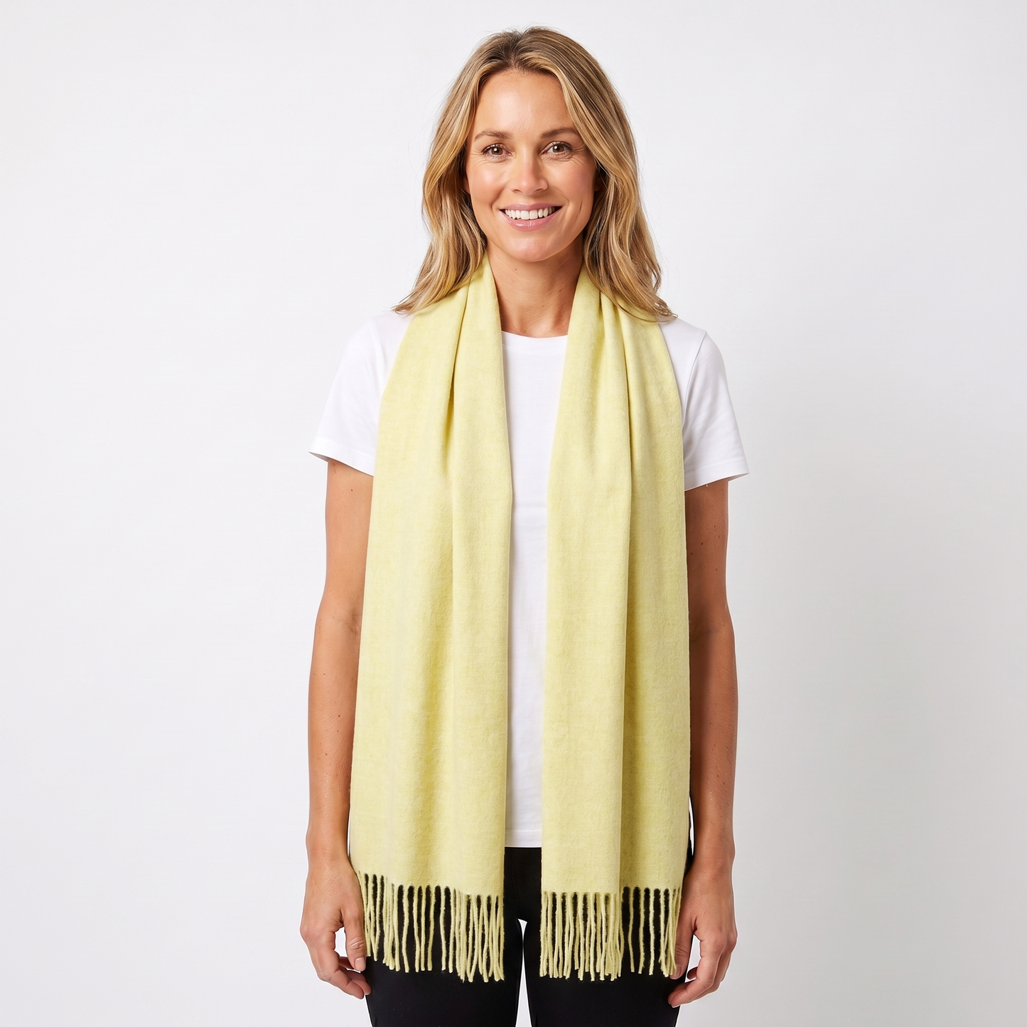 Women's Cashmere-Style Scarf – Oversized Plain Woven Fringe Wrap