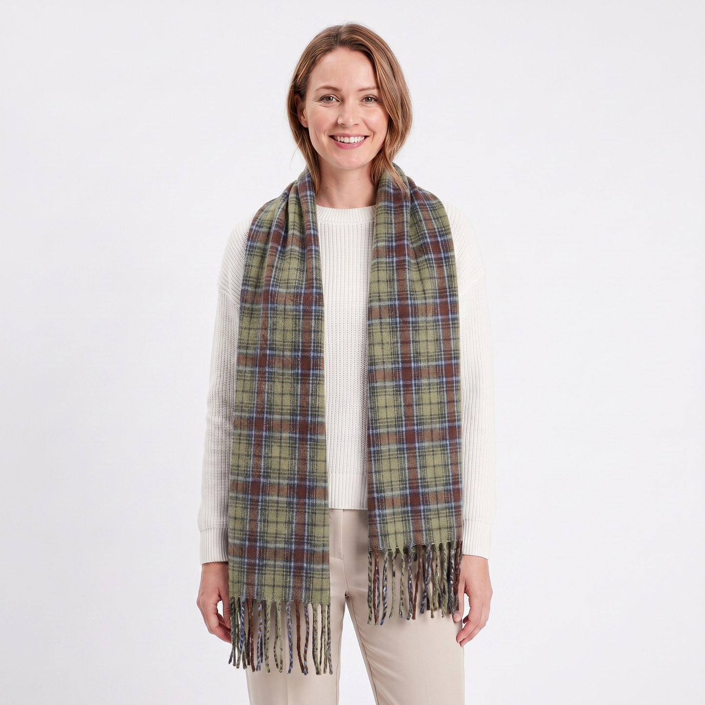 Women's Fluffy Scarf – Oversized Brushed Plain Fringe Wrap