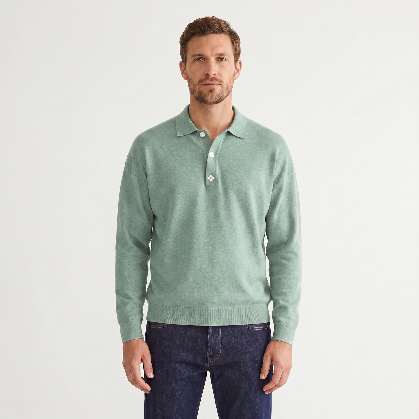 Men's Knit Polo Sweater – Soft Fine Knit Two-Button Placket