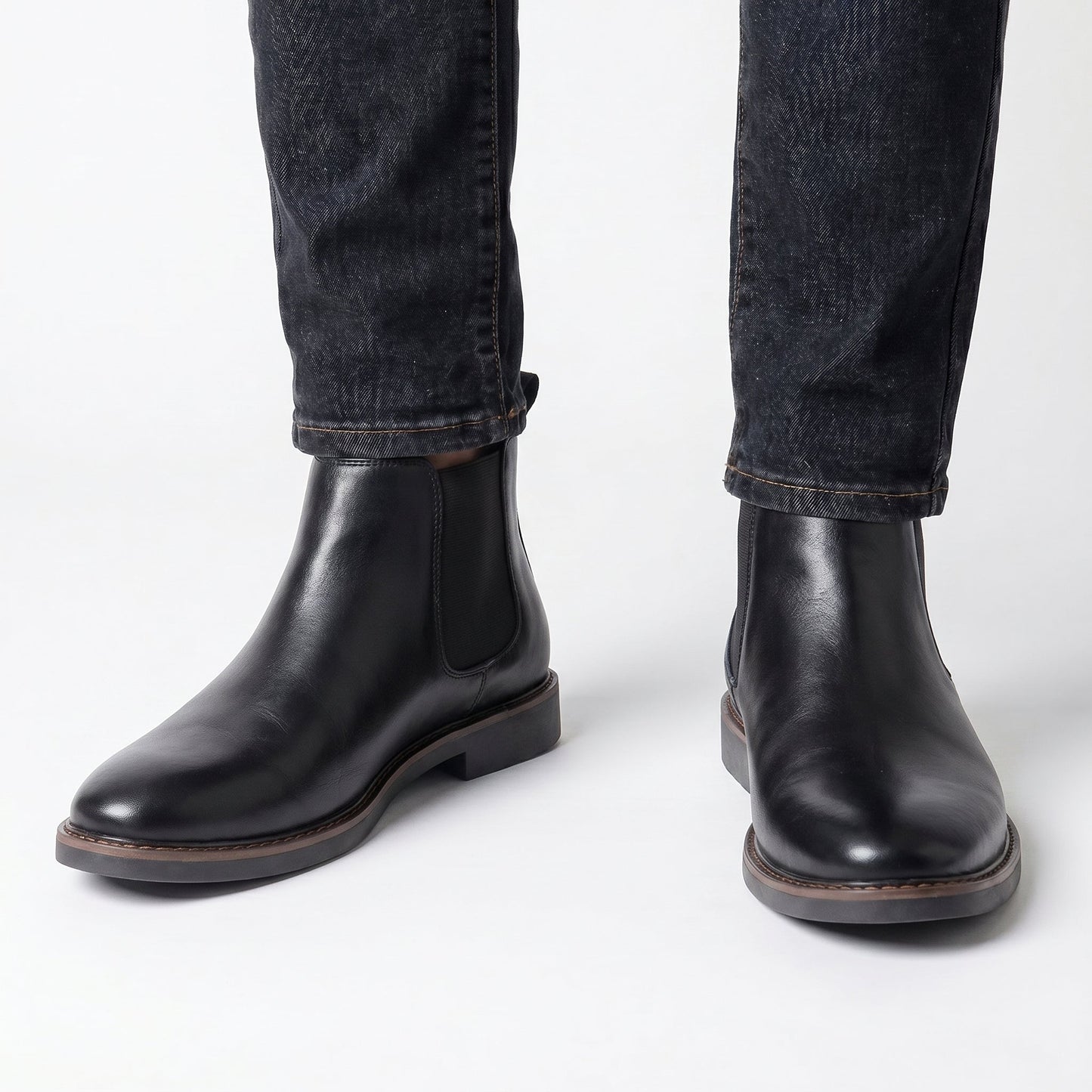 Men's Chelsea Boots – Leather-Look Elastic Side Pull-On