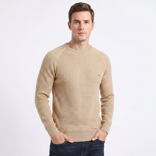 Men's Crew Neck Sweater – Waffle Knit Raglan Sleeve