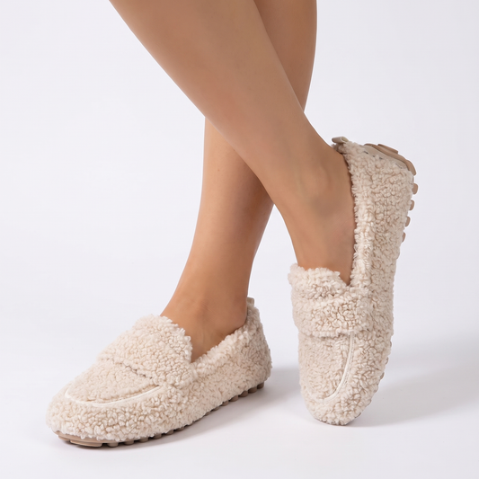 Women's Fluffy Faux Fur Loafers Slip On Flat Cozy Teddy Shoes Winter Moccasins
