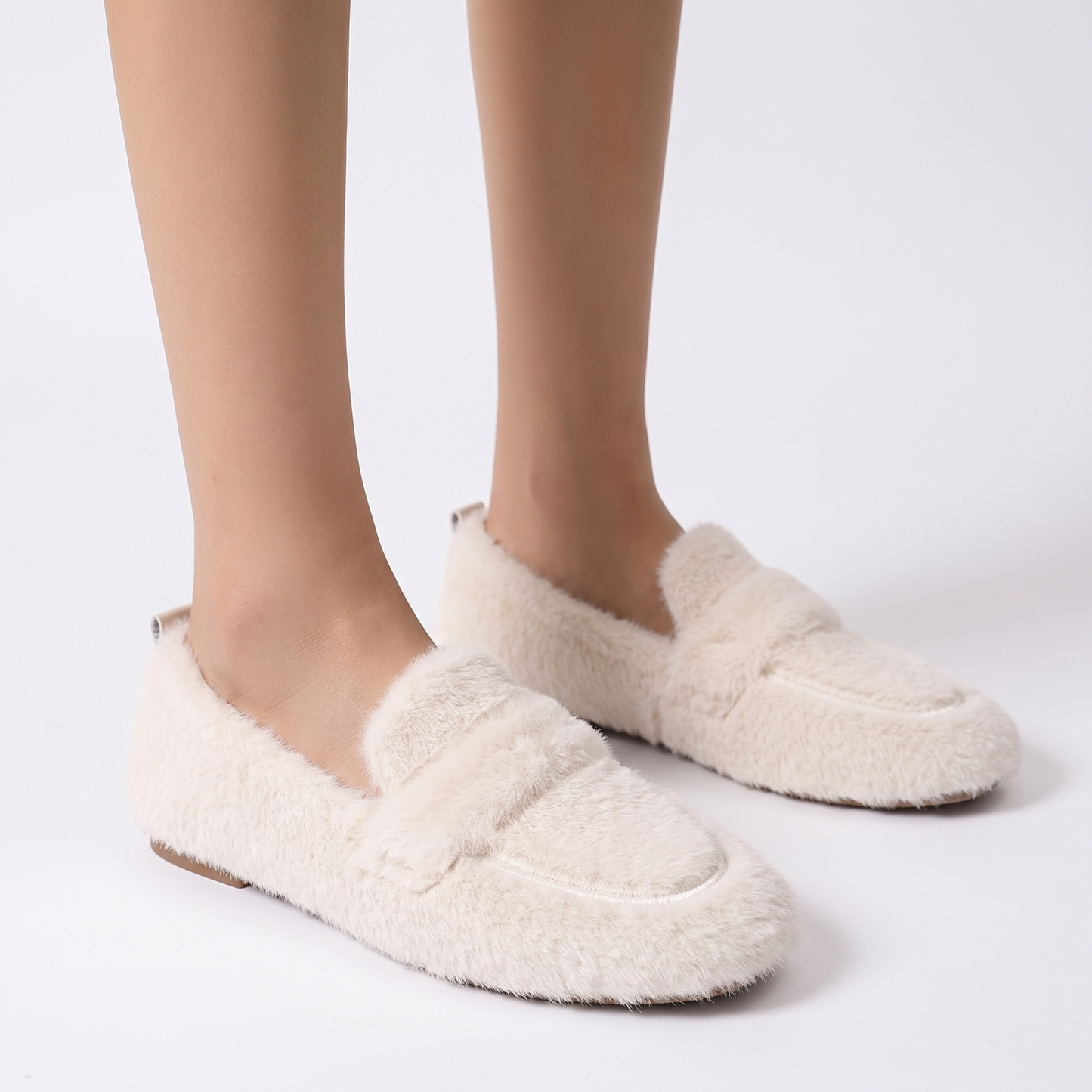 Women's Fluffy Faux Fur Loafers Slip On Flat Cozy Teddy Shoes Winter Moccasins
