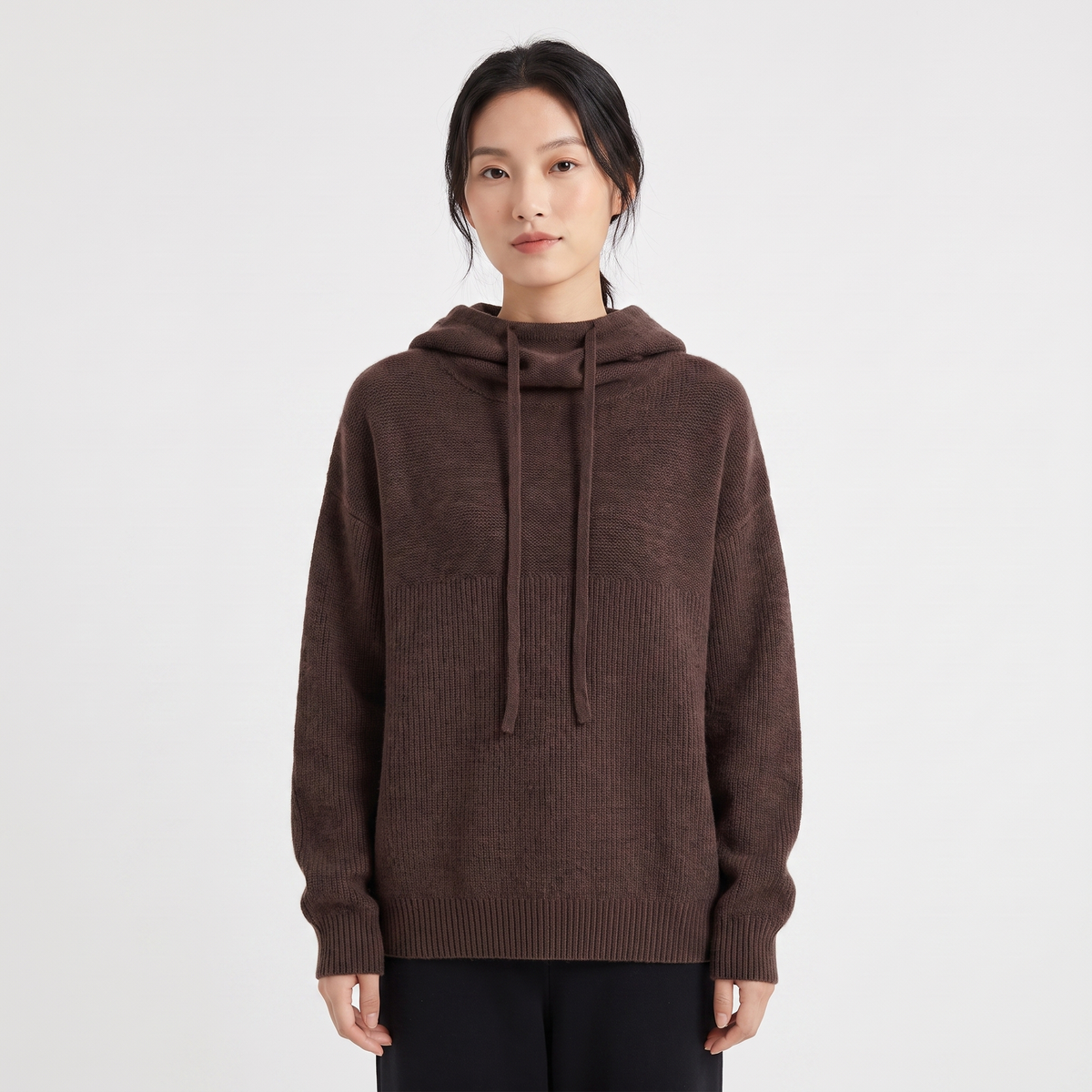Women's Oversized Knit Hoodie Drawstring Hooded Pullover Winter Sweater
