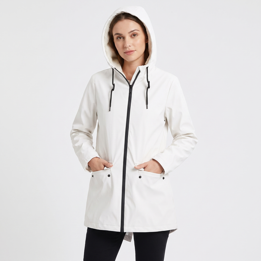 Women's Sherpa Lined Waterproof Rain Jacket Hooded Fleece Zip-Up Coat