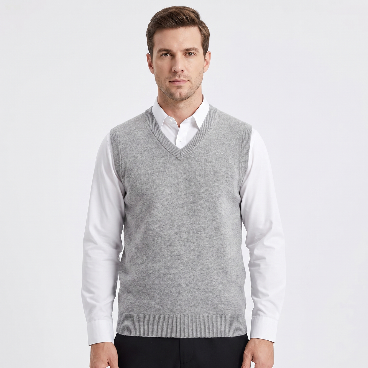 Men's Sleeveless V-Neck Sweater Winter Vest Knit Wool Pullover