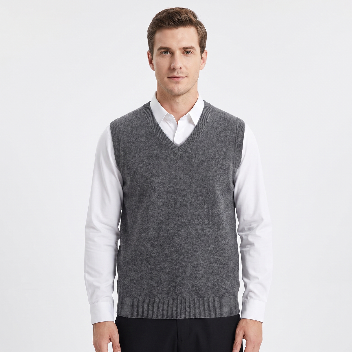 Men's Sleeveless V-Neck Sweater Winter Vest Knit Wool Pullover