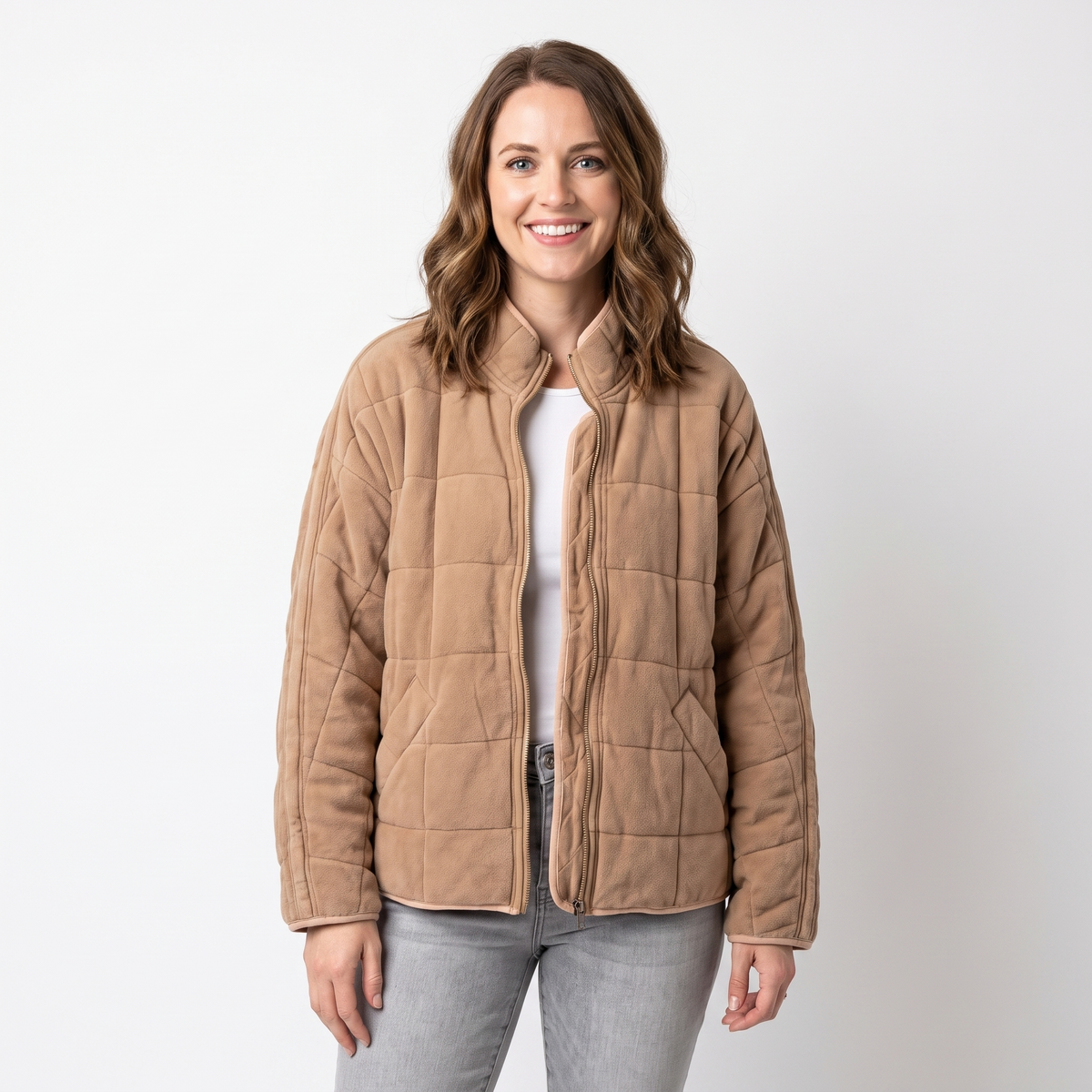 Women's Quilted Puffer Jacket Oversized Zip-Up Padded Casual Coat
