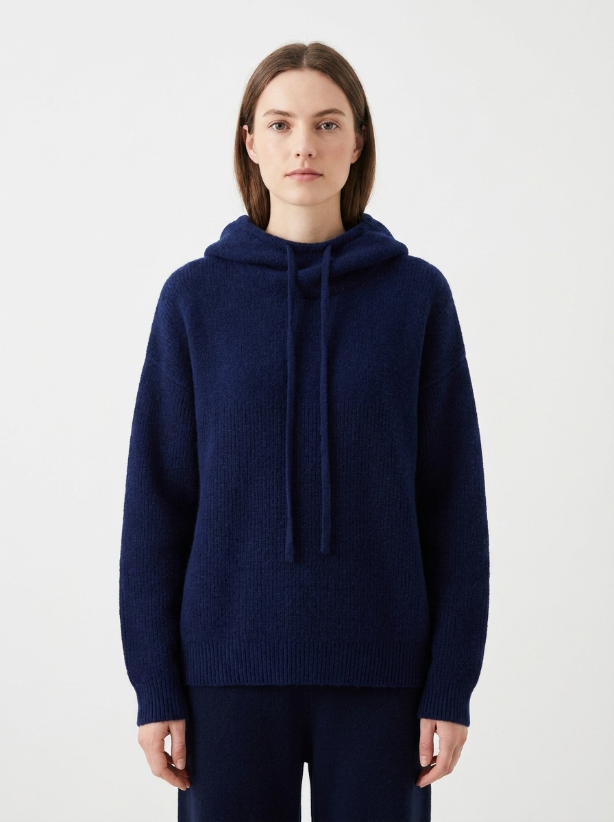 Women's Knit Hoodie Winter Sweater Drawstring Cowl-Neck Oversized