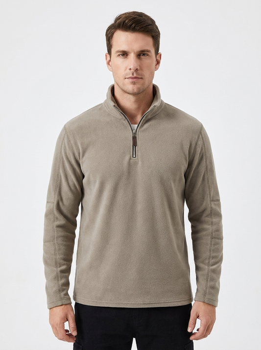 Men's Fleece Pullover Quarter-Zip Mock-Neck Winter Sweater