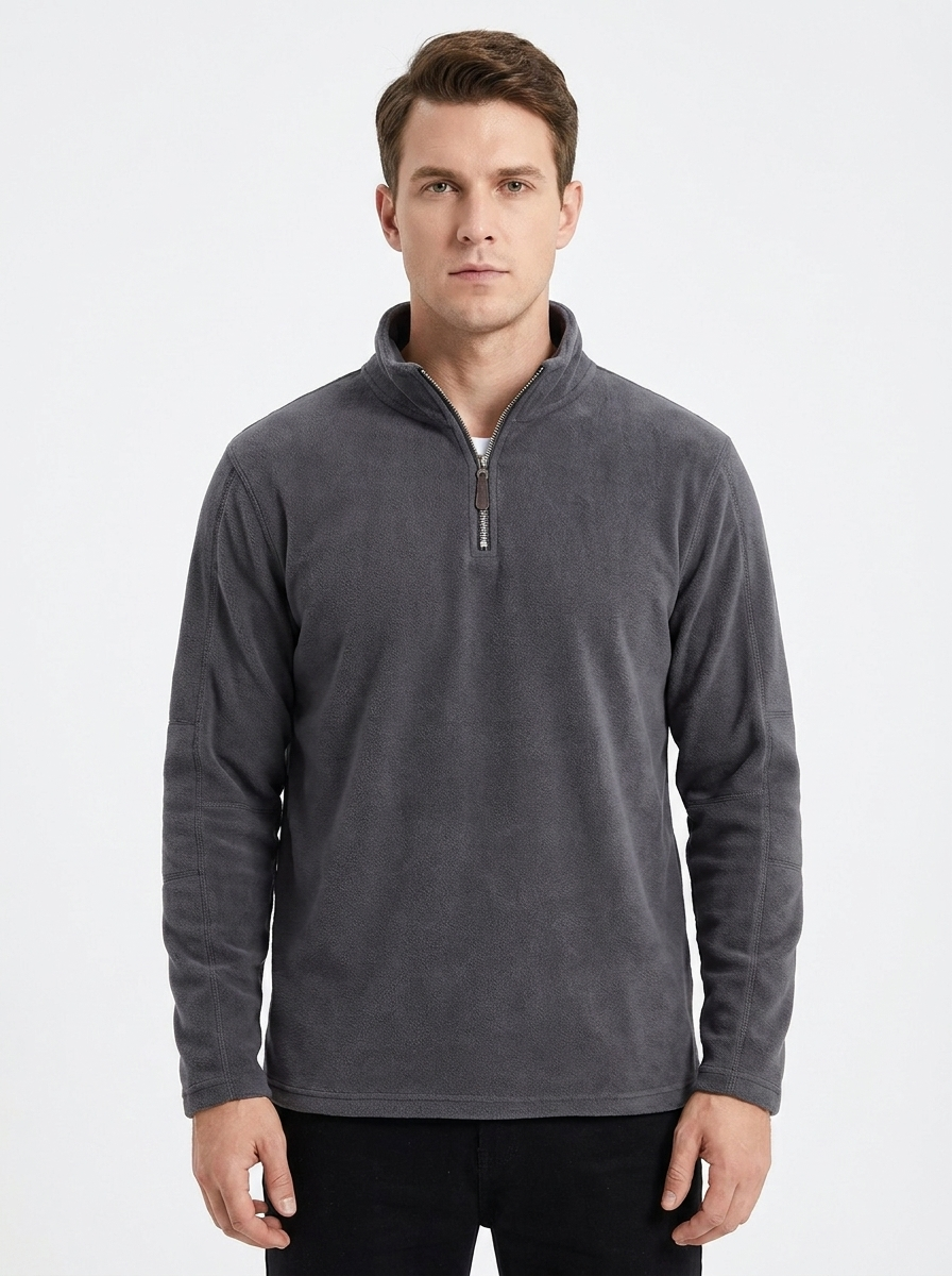 Men's Fleece Pullover Quarter-Zip Mock-Neck Winter Sweater
