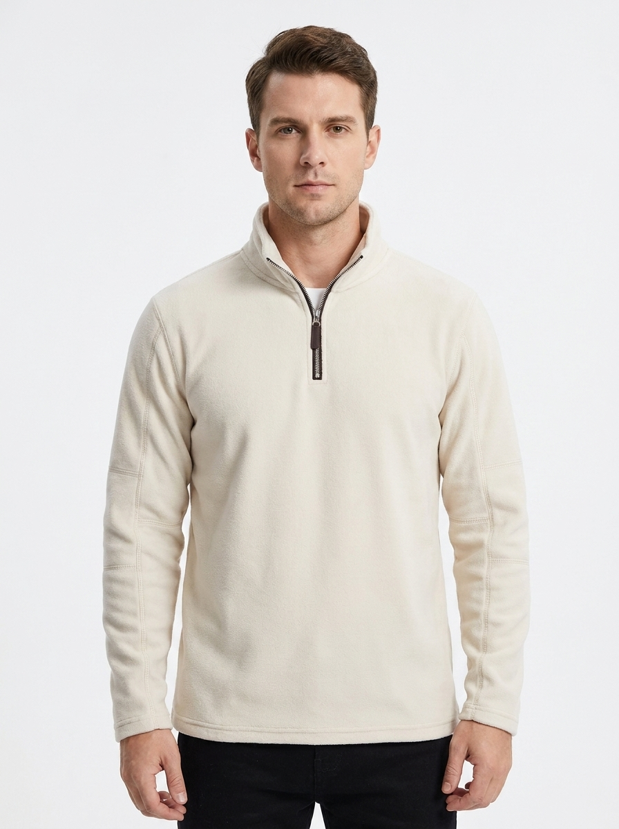 Men's Fleece Pullover Quarter-Zip Mock-Neck Winter Sweater