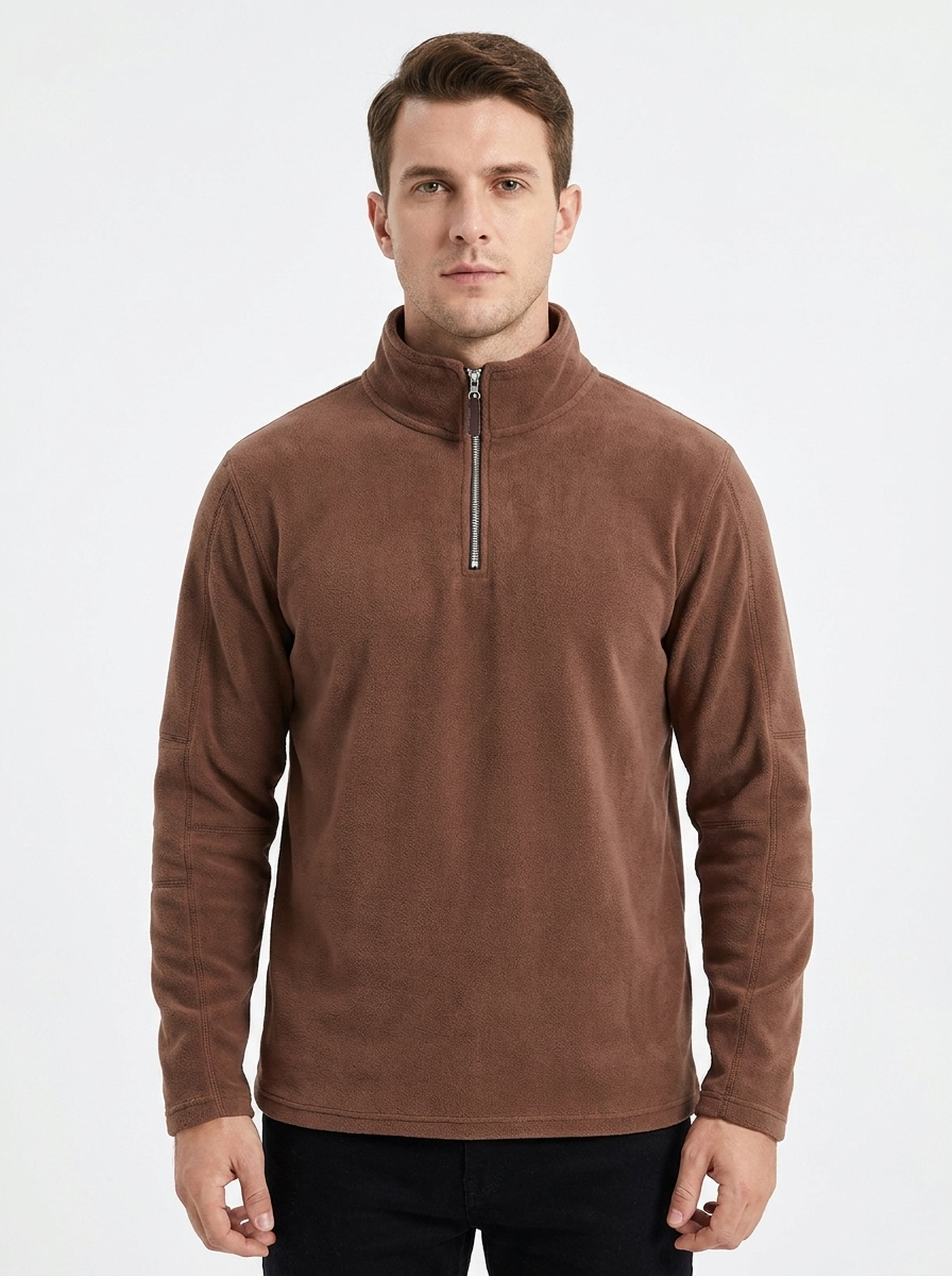 Men's Fleece Pullover Quarter-Zip Mock-Neck Winter Sweater