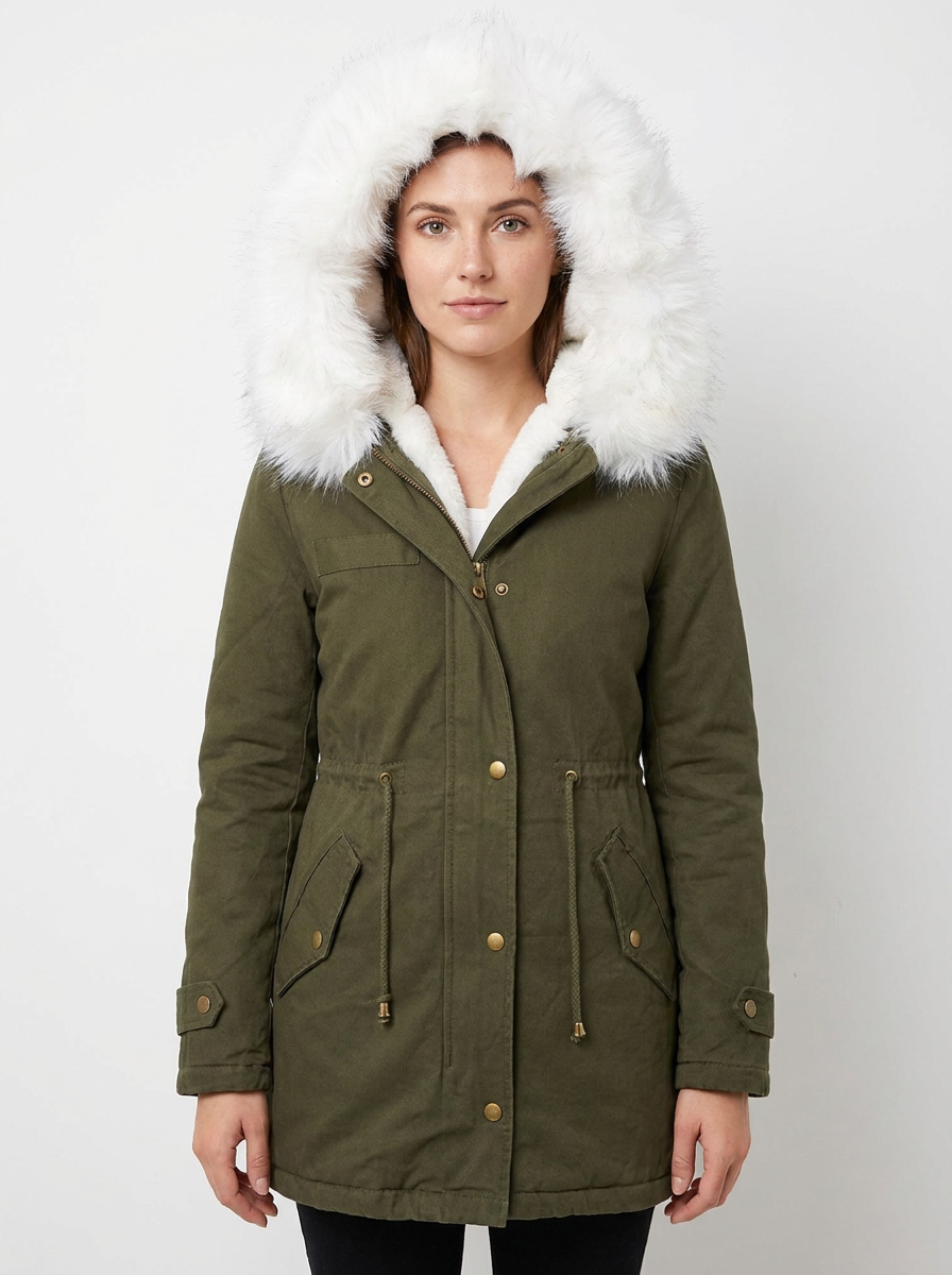 Women's Faux-Fur Hooded Parka Fleece-Lined Winter Coat