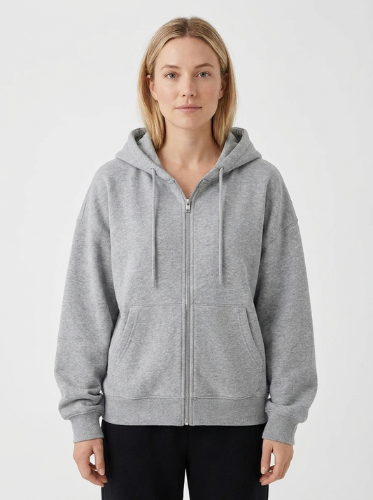 Women's Zip-Up Hoodie Cropped Oversized Fleece Winter Sweatshirt