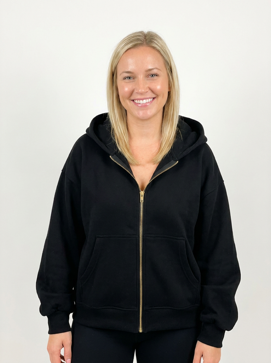 Women's Cropped Zip-Up Hoodie Oversized Fleece Winter Jacket