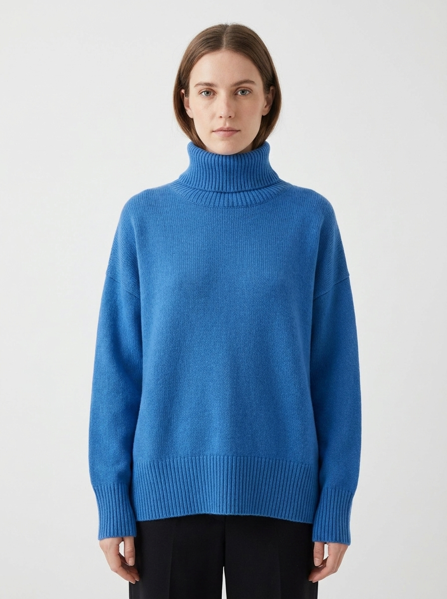 Women's Oversized Turtleneck Sweater Drop Shoulder Knit
