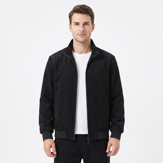 Men's Corduroy Jacket Fleece Lined Stand Collar Winter Coat